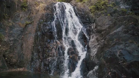 View of Small Waterfall in Valley Mountain Stock Footage 154017088
