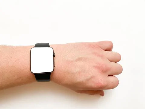 View of the smart watch screen on your hand with mockup Stock Photos