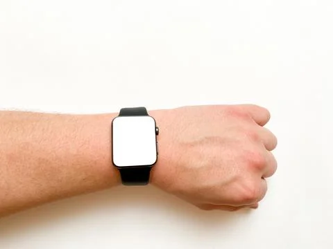 View of the smart watch screen on your hand with mockup Stock Photos