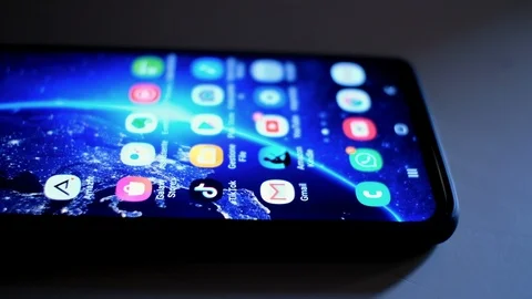 View of a smartphone,google gmail app email surfing,news,communication Stock Footage 126273068