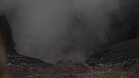 View of smoke from the mountain crater Stock Footage 258313877