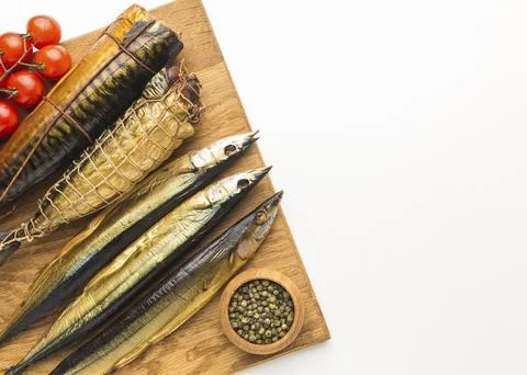 View smoked fish white background Stock Photos