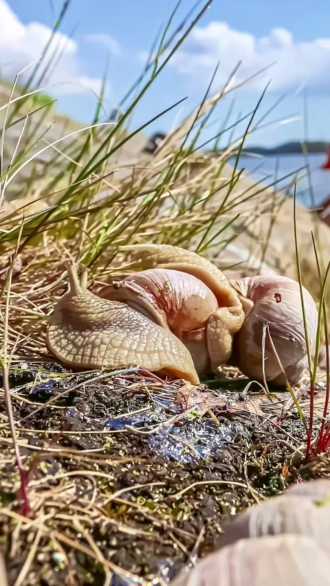View of snails in the grass in Latvia. Stock Footage 339900380