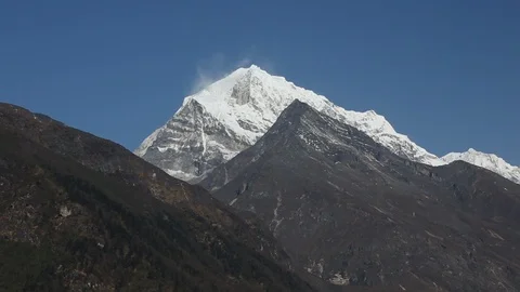 View of snow capped mountain peak in Himalayas Nepal Video stock 101444610