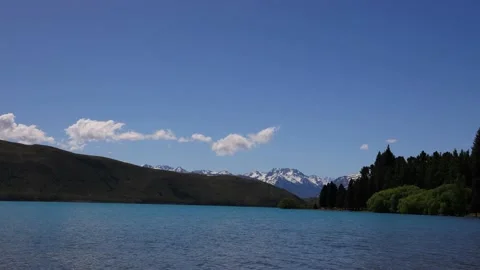 View of snow-capped mountain peaks and blue lake of Swiss Mountain  Video stock 231960756