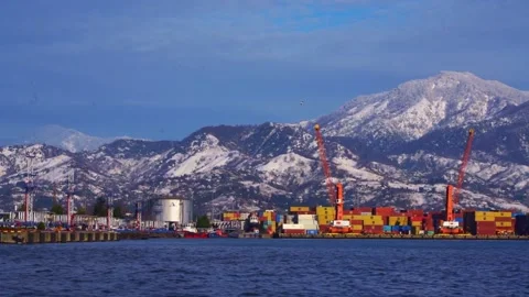 View of the snow-capped mountains in Batumi Stock Footage 233365825