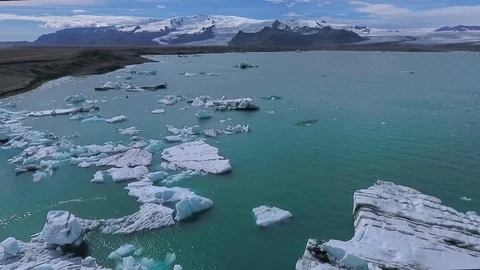 View of the snow-capped mountains in Iceland. Andreev. Stock Footage 78358524