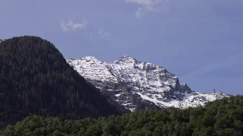 View of snow-capped mountains in the Swiss Alps, Switzerland. Video stock 343670496