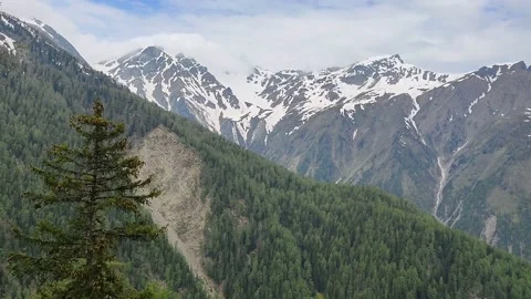 View of the snow-capped peaks of the Alps in Switzerland Stock Footage 165214600