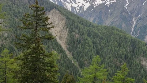 View of the snow-capped peaks of the Alps in Switzerland Stock Footage 165214924