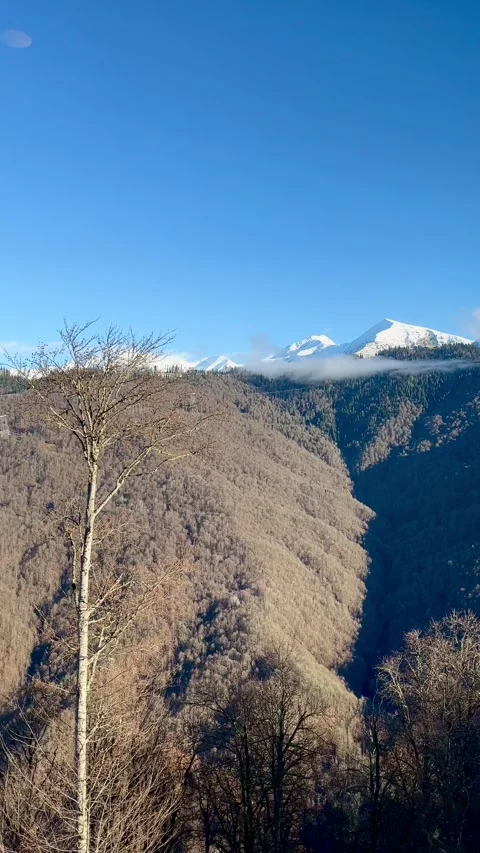 A view of a snow covered mountain 스톡 동영상 253187130