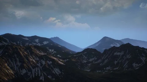 View of snow-covered mountain tops from above Stock Footage 230703486