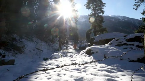 View of snow covered mountains in winter. Stock Footage 149661400