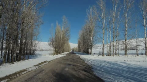 View of the snow covered road. Stock Footage 144381383