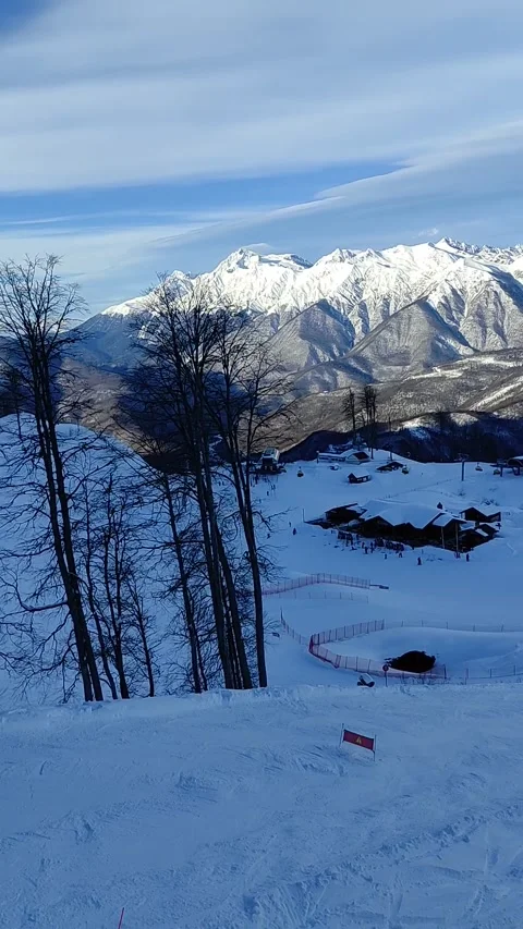 View of snow covered Roza peak slope. Stock Footage 170635673
