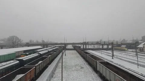 View of the snow-covered train station 스톡 동영상 144132766