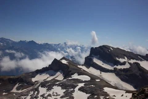 View on snow fields from the top of the Uri Rotstock Stock Photos
