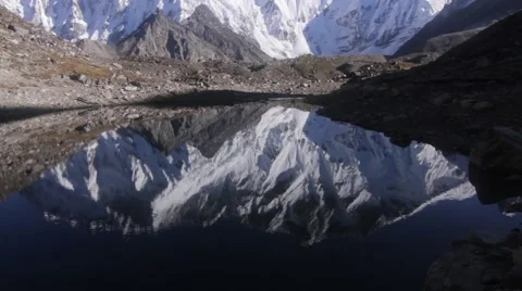 View of snowcapped mountain and lake, Nepal Stock Footage 62388853