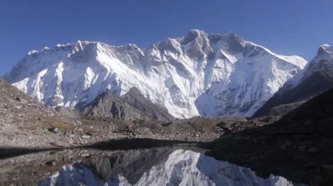View of snowcapped mountain and lake Stock Footage 62388859