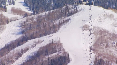 View of snowcapped mountain and ski resort Stock Footage 57814835