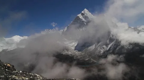 View of snowcapped mountain in Dingboche Stock Footage 62387962