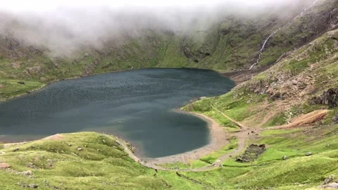 View from Snowdonia Mountain Stock Footage 136247133