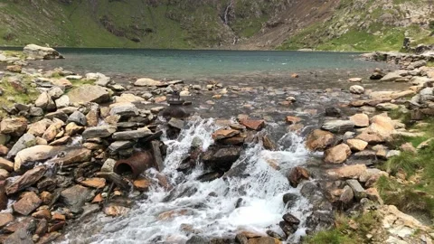 View from Snowdonia Mountain Stock Footage 136247769