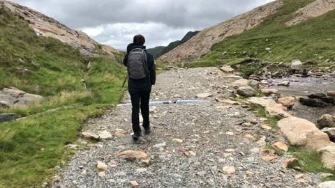 View from Snowdonia Mountain Stock Footage 136250379