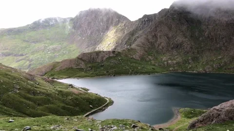 View from Snowdonia Mountain Stock Footage 136268653