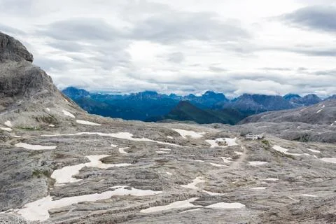 View of a snowfield in the dolomites Stock Photos