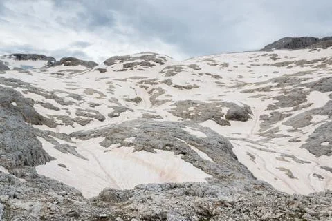 View of a snowfield in the dolomites Stock Photos
