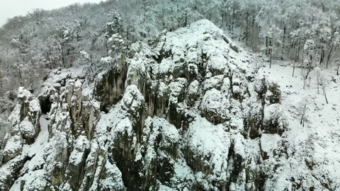 View of the snowy cliff Stock Footage 231261632