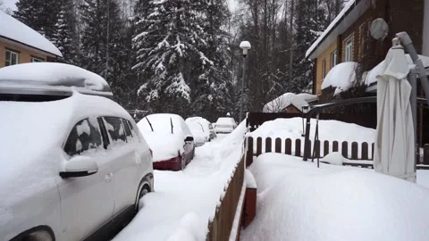View of the snowy courtyard Stock Footage 151700436