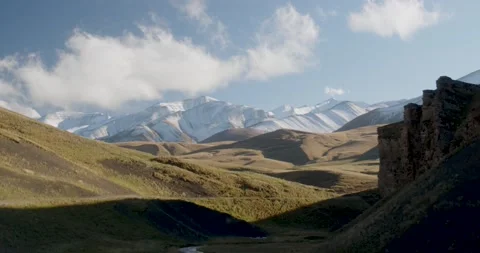 View of the snowy mountain peak Video stock 232137896