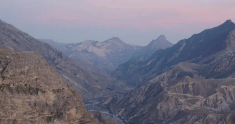 View of the snowy mountain peak Video stock 232138070