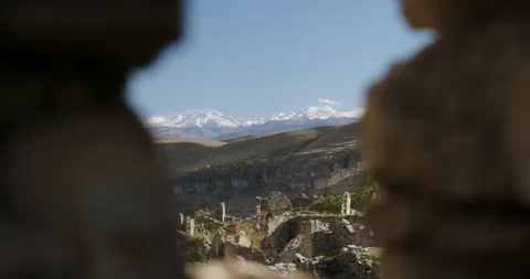 View of the snowy mountain peak Video stock 232138263