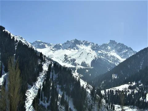 View of the snowy mountains  Stock Photos
