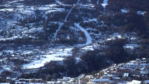 View of a snowy skiing tracks Stock Footage 83328048