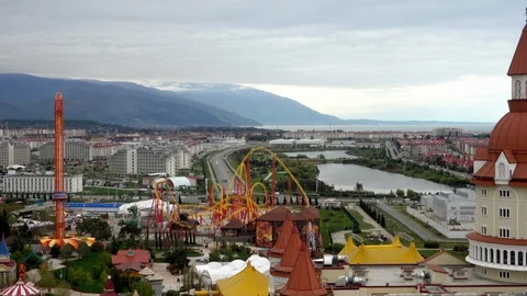 View of Sochi Park from the Ferris Wheel Stock Footage 109458152