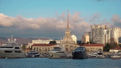 View of Sochi Sea Station Stock Footage 129748182