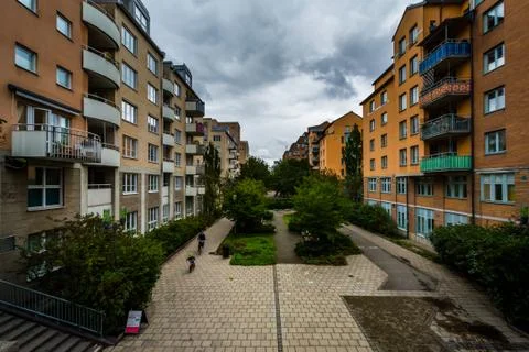 View of Sodermalmsallen, in Sodermalm, Stockholm, Sweden. Foto stock