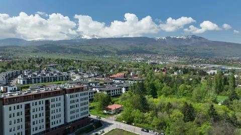 View from the Sofia park. Clouds over mountain. Rise-up. Stock Footage 197074450
