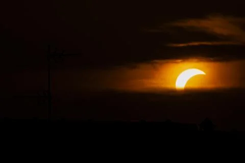 View of the solar eclipse of 2026 Stock Photos