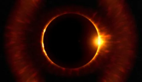 View of solar eclipses in the dark sky Stock Illustration