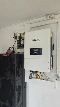 View of the solar energy system for converting energy generated by solar panels Stock Photos