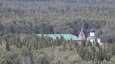 View of Solovetsky Monastery in the forest, Russia. Video stock 343677051