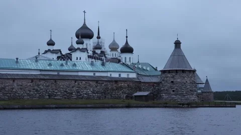 View of Solovetsky Monastery on the Solovetsky Islands, Russia. 库存影片 343676658