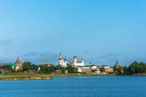 View on Solovetsky monastery from the White sea. Stock Photos