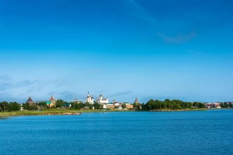 View on Solovetsky monastery from the White sea. Stock Photos