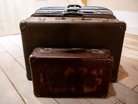 View on some retro suitcases Stock Photos